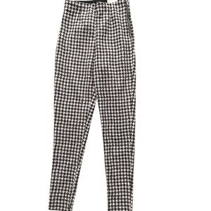 Zara Leggings High Rise Houndstooth Print Brown White Size Small New With Tags